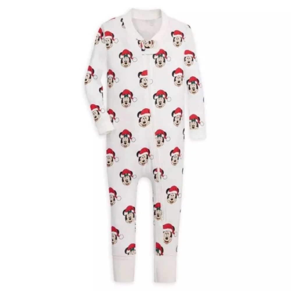 Disney Mickey Mouse holiday Kids pajamas Footie - Cream and Red